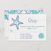 RSVPカードを結婚する熱帯貝殻 出欠カード (正面/裏面)