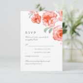 RSVPカードを結婚する珊瑚のバラの水彩画 出欠カード (スタンド正面)