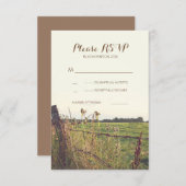 RSVPカードを結婚する田園有刺鉄線の塀 出欠カード (正面/裏面)