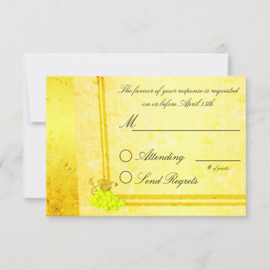 RSVPカードを結婚する白ワインのヴィンテージ 出欠カード (正面)
