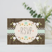 RSVPカードを結婚する真新しく素朴な花柄BOHO 出欠カード (スタンド正面)