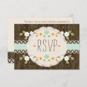 RSVPカードを結婚する真新しく素朴な花柄BOHO 出欠カード (正面/裏面)