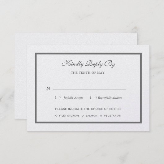 RSVPカードを結婚する真珠のきらめく 出欠カード (正面/裏面)