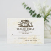 RSVPカードを結婚する秋の収穫の素朴な国 出欠カード (スタンド正面)