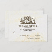 RSVPカードを結婚する秋の収穫の素朴な国 出欠カード (正面/裏面)