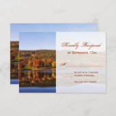 RSVPカードを結婚する秋の秋のtrees湖の国 出欠カード (正面/裏面)