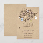 RSVPカードを結婚する素朴でファンシーな花のメーソンジャー 出欠カード (正面/裏面)