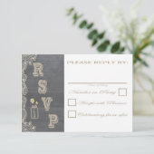 RSVPカードを結婚する素朴なメーソンジャー 出欠カード (スタンド正面)