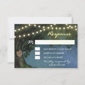 RSVPカードを結婚する素朴な切り分けられたハートのオークの木 出欠カード (正面)