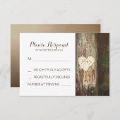 RSVPカードを結婚する素朴な切り分けられたハートの木 出欠カード (正面/裏面)