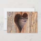 RSVPカードを結婚する素朴な国の木のハート 出欠カード (裏面)