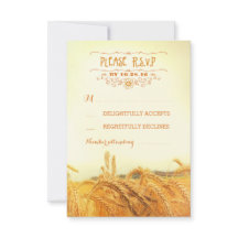 RSVPカードを結婚する素朴な小麦畑