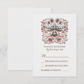 RSVPカードを結婚する素朴な森林シカの(雄ジカの)枝角 出欠カード (正面/裏面)