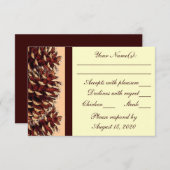 RSVPカードを結婚する素朴な茶色のモモのマツ円錐形 出欠カード (正面/裏面)