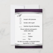 RSVPカードを結婚する紫色の黒板のヒマワリ 出欠カード (裏面)