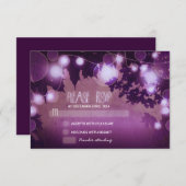 RSVPカードを結婚する紫色夜ランタン 出欠カード (正面/裏面)