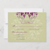 RSVPカードを結婚する花の華麗さのプラム紫色(r) 出欠カード (正面)