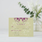 RSVPカードを結婚する花の華麗さのプラム紫色(r) 出欠カード (スタンド正面)