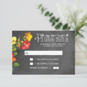 RSVPカードを結婚する花の黒板 出欠カード (スタンド正面)