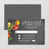 RSVPカードを結婚する花の黒板 出欠カード (正面/裏面)
