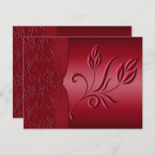 RSVPカードを結婚する豊富な赤 出欠カード (正面/裏面)