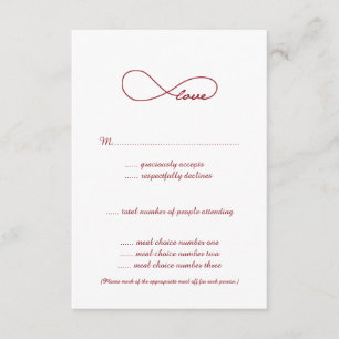 RSVPカードを結婚する赤い愛無限 出欠カード