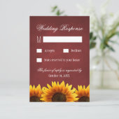 RSVPカードを結婚する赤い黒板のヒマワリ 出欠カード (スタンド正面)