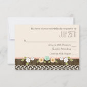 RSVPカードを結婚する赤面の素朴な花柄BOHO 出欠カード (裏面)