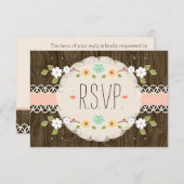 RSVPカードを結婚する赤面の素朴な花柄BOHO 出欠カード (正面/裏面)