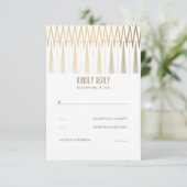RSVPカードを結婚する金ゴールドおよび白いアールデコ 出欠カード (スタンド正面)