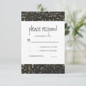 RSVPカードを結婚する金ゴールドの紙吹雪の黒板 出欠カード (スタンド正面)