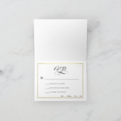 RSVPカードを結婚する金ゴールドの黒い及び白 サンキューカード (内部)