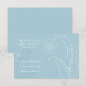 RSVPカードを結婚する青及び白い花及び葉 出欠カード (正面/裏面)