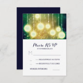 RSVPカードを結婚する魅力のひもライトランタン 出欠カード (正面/裏面)
