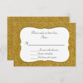 RSVPカードを結婚する魅力的な金ゴールドのグリッター 出欠カード (正面/裏面)