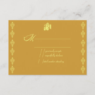 RSVPカードを結婚するGanesha 出欠カード