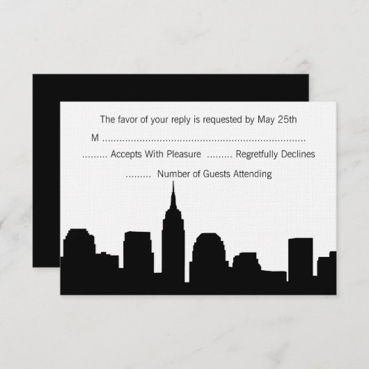 RSVPカードを結婚するNYCのスカイライン 出欠カード (正面/裏面)