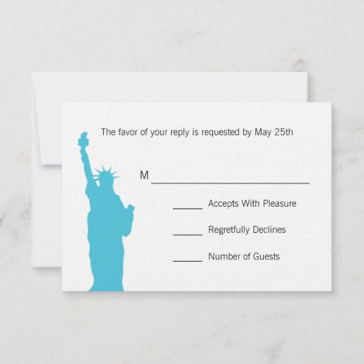RSVPカードを結婚するNYCのスカイライン 出欠カード (正面)