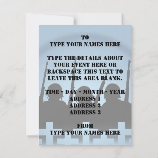 RSVPカードを除く忘れ戦争記念招待状 出欠カード (裏面)