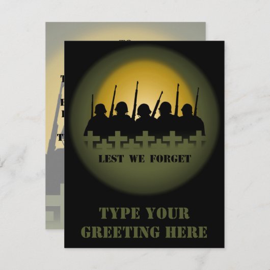 RSVPカードを除く忘れ戦争記念招待状 出欠カード (正面/裏面)