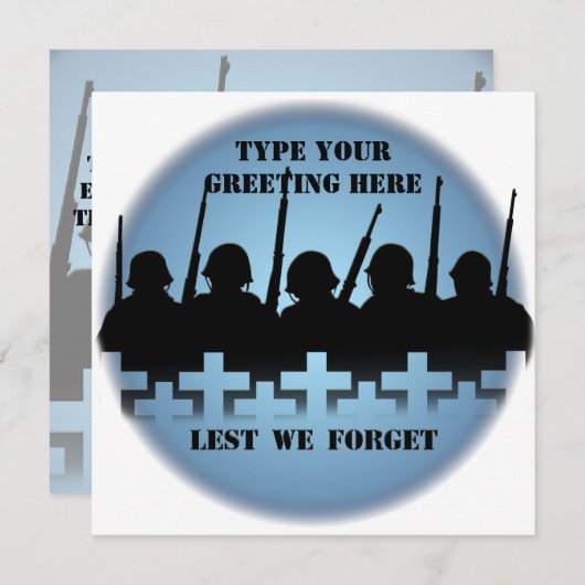 RSVPカードを除く忘れ戦争記念招待状 招待状 (正面/裏面)