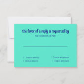 RSVPカードアクアグリーンブルーフローラ水彩 招待状 (正面)