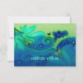 RSVPカードアクアグリーンブルーフローラ水彩 招待状 (裏面)