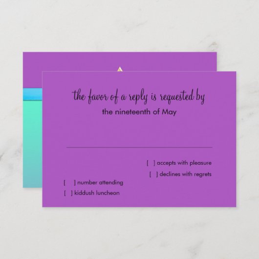 RSVPカードアクアパープルターコイズスグラデーションター 招待状 (正面/裏面)