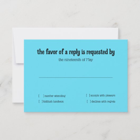 RSVPカードイエローターコイズブルーフローラ水彩 招待状 (正面)