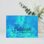 RSVPカードウォーターカラーフラワーアクアとターコイズ 出欠カード (スタンド正面)