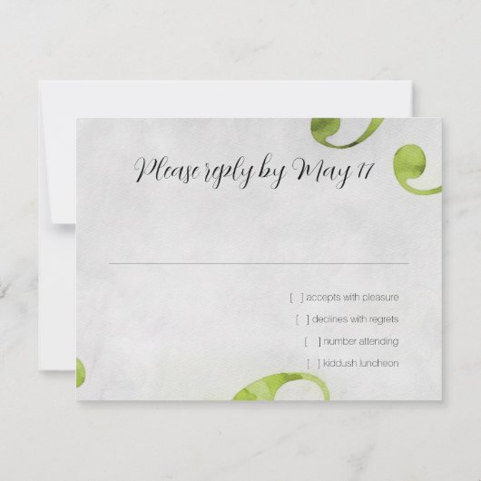 RSVPカードウォーター色スターフローラデザインピンク 招待状 (裏面)