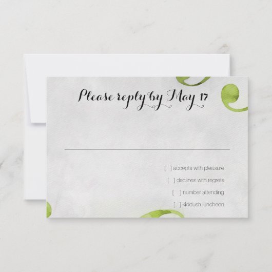 RSVPカードウォーター色スターフローラデザイン赤 招待状 (裏面)