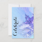 RSVPカードエレガントマスカレード青と紫 出欠カード (正面)