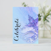 RSVPカードエレガントマスカレード青と紫 出欠カード (スタンド正面)